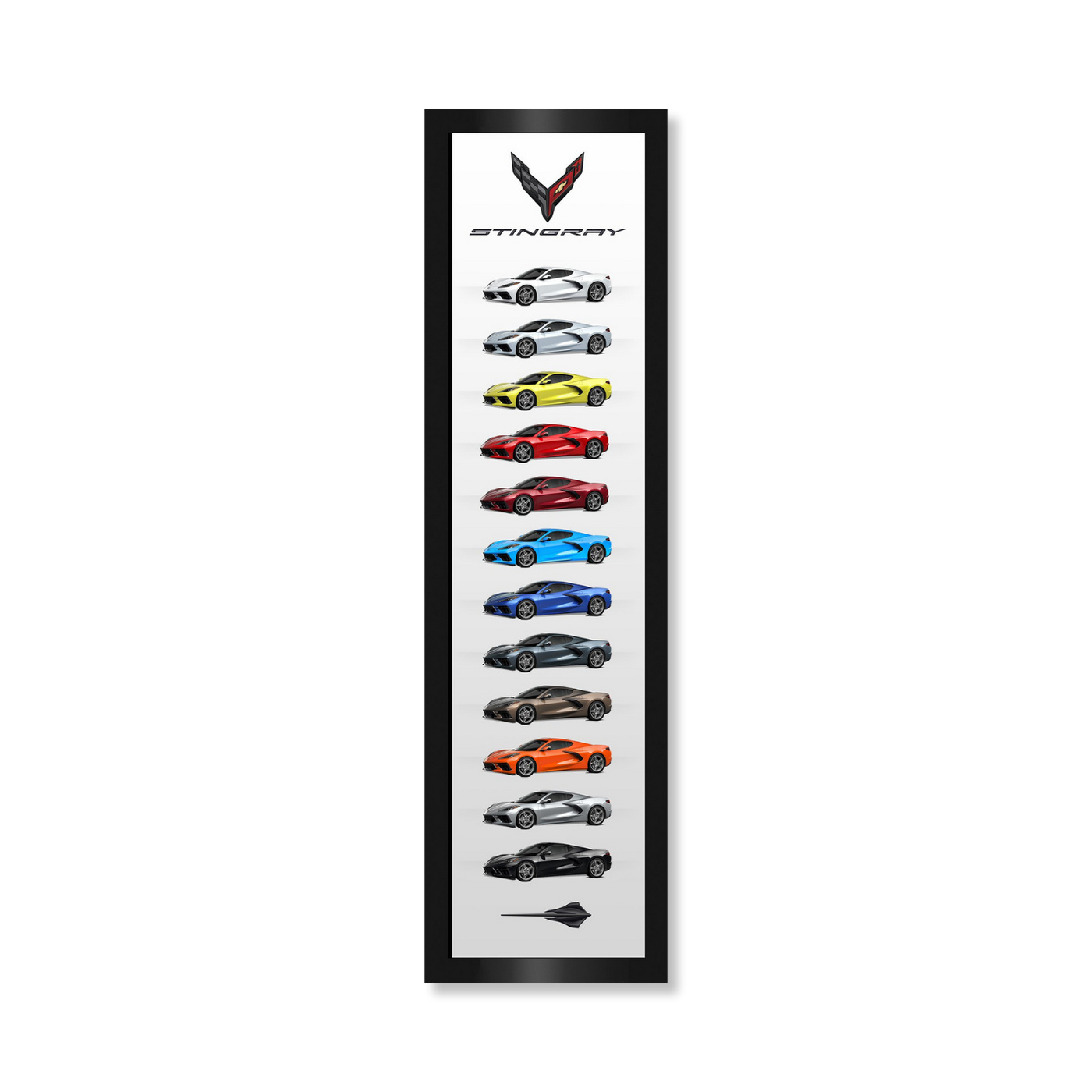 Light Gray Corvette C8 Color Panel Framed Canvas