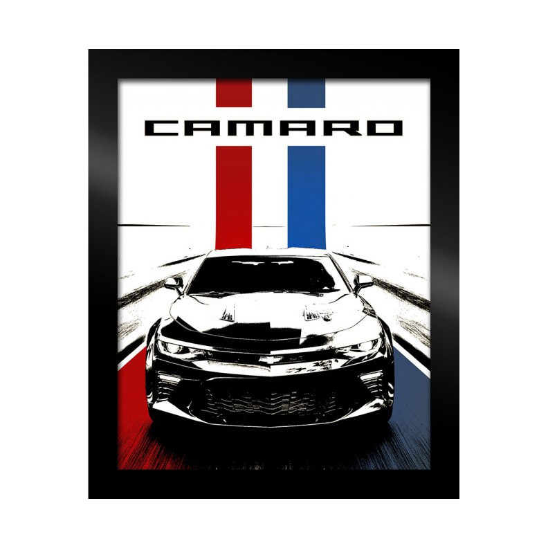 Framed Camaro Canvas - Red/White/Blue