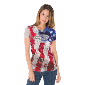 Chevrolet Women's Distressed American Flag T-Shirt