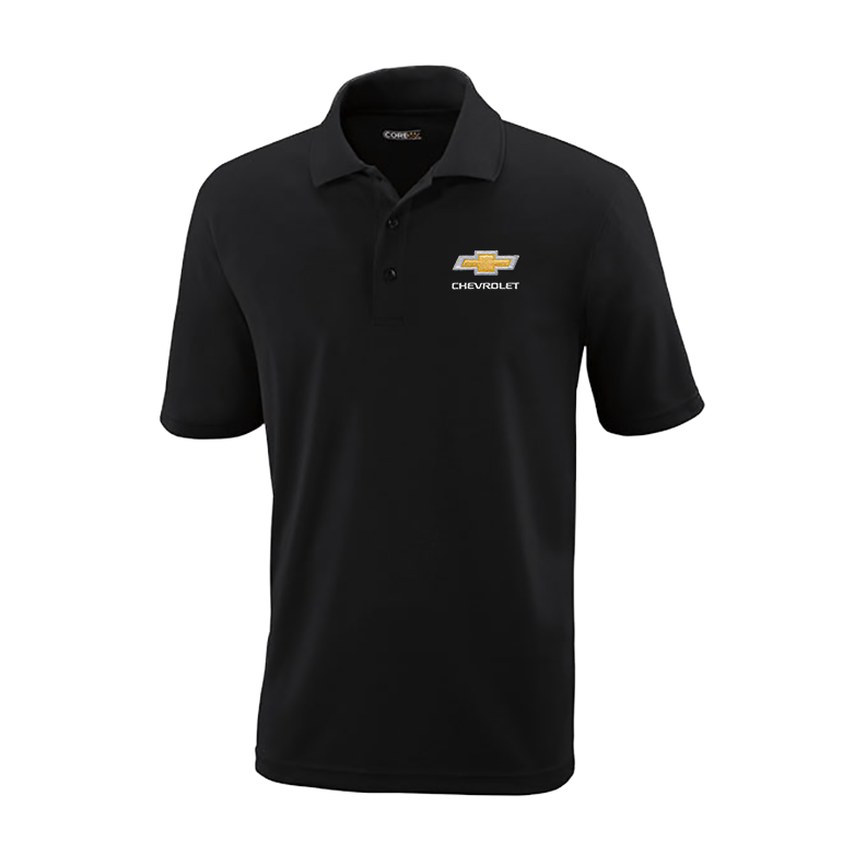 Black Chevrolet Gold Bowtie Black Performance Pique Polo