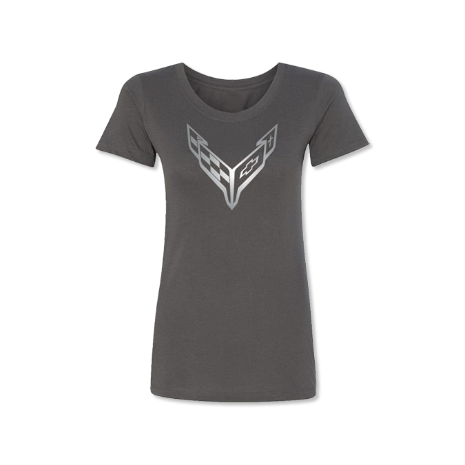 Corvette C8 Ladies Crossed Flags Tee