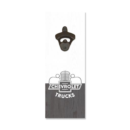 Dim Gray Chevy Trucks Wooden Bottle Opener