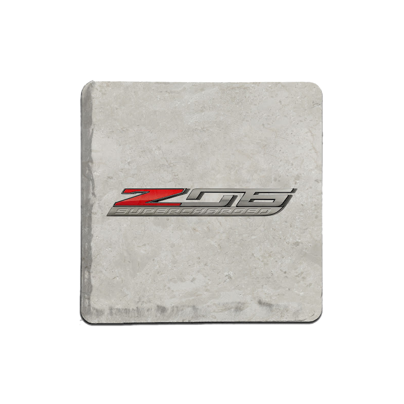 Gray ZO6 Supercharged Logo Tile Coaster